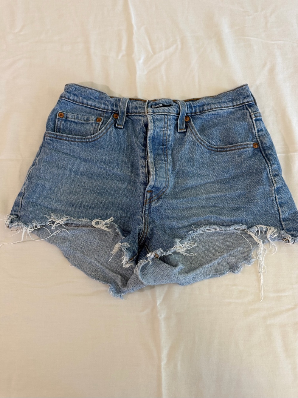 Levi's Light Blue Distressed Denim Cutoff Shorts